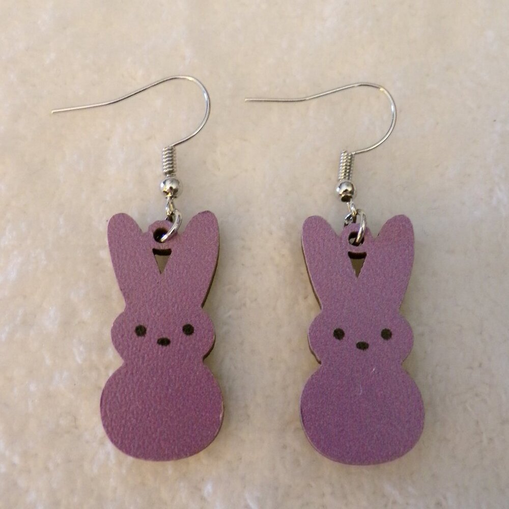 Purple Easter Peeps Bunny Dangling Earrings NEW